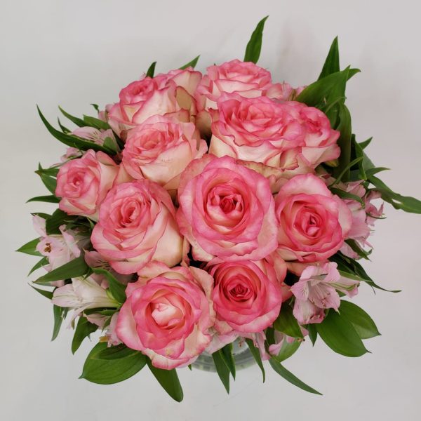 Buquê 12 Rosas Nacionais "Meu Carinho (Rosa)" vaso de vidro - Imagem 2