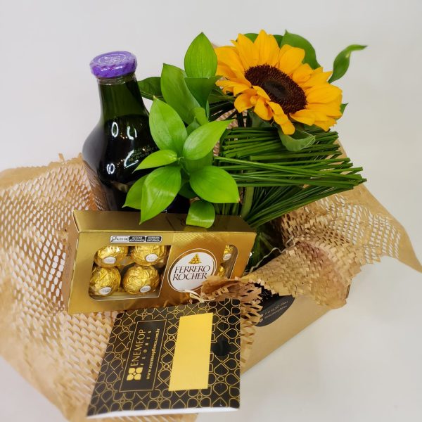 Kit Girassol "Flores & Sabores" com chocolate - Imagem 2