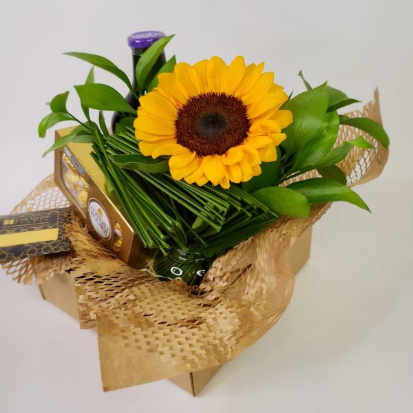 Kit Girassol "Flores & Sabores" com chocolate - Imagem 3
