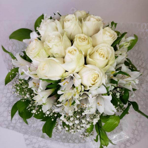 Buquê para Luto de Rosas Brancas Nacionais para Entrega