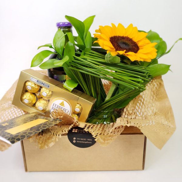 Kit Girassol "Flores & Sabores" com chocolate