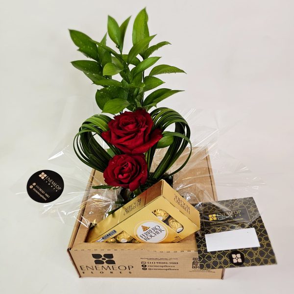 Arranjo Coração com 2 Rosas Nacionais para Entrega "Estou pensando em você" - Imagem 6