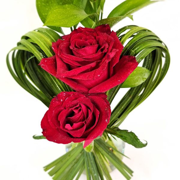 Arranjo Coração com 2 Rosas Nacionais para Entrega "Estou pensando em você" - Imagem 2