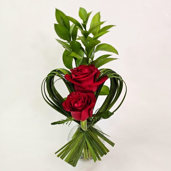 Arranjo Coração com 2 Rosas Nacionais para Entrega "Estou pensando em você" - Imagem 3