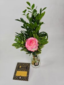rosa nacional vaso de vidro