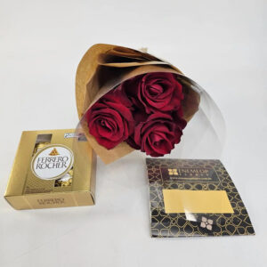 094 - Ramalhete de três rosas + Chocolates